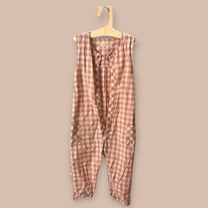 [KID] PEHR Toddler Plaid Romper 2T Pink/White